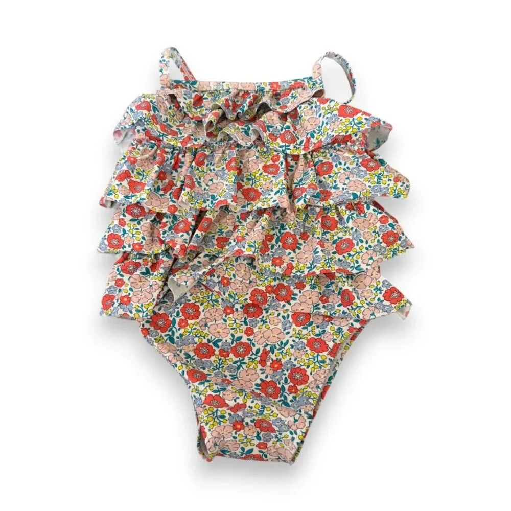 Baby Boden Liberty Floral Ruffle Tiered One-Piece Bathing Suit 18-24 Months